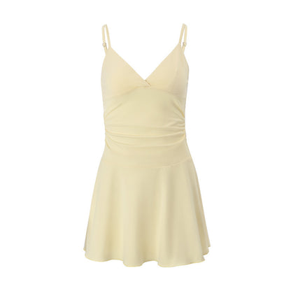 Zendea Women's Spaghetti Strap A-Line Mini Dress Stretch Polyester Sleeveless Dress