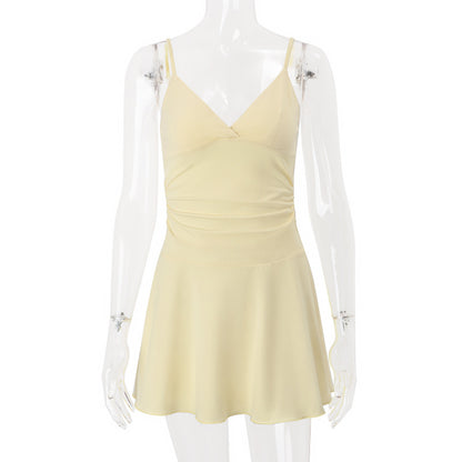 Zendea Women's Spaghetti Strap A-Line Mini Dress Stretch Polyester Sleeveless Dress