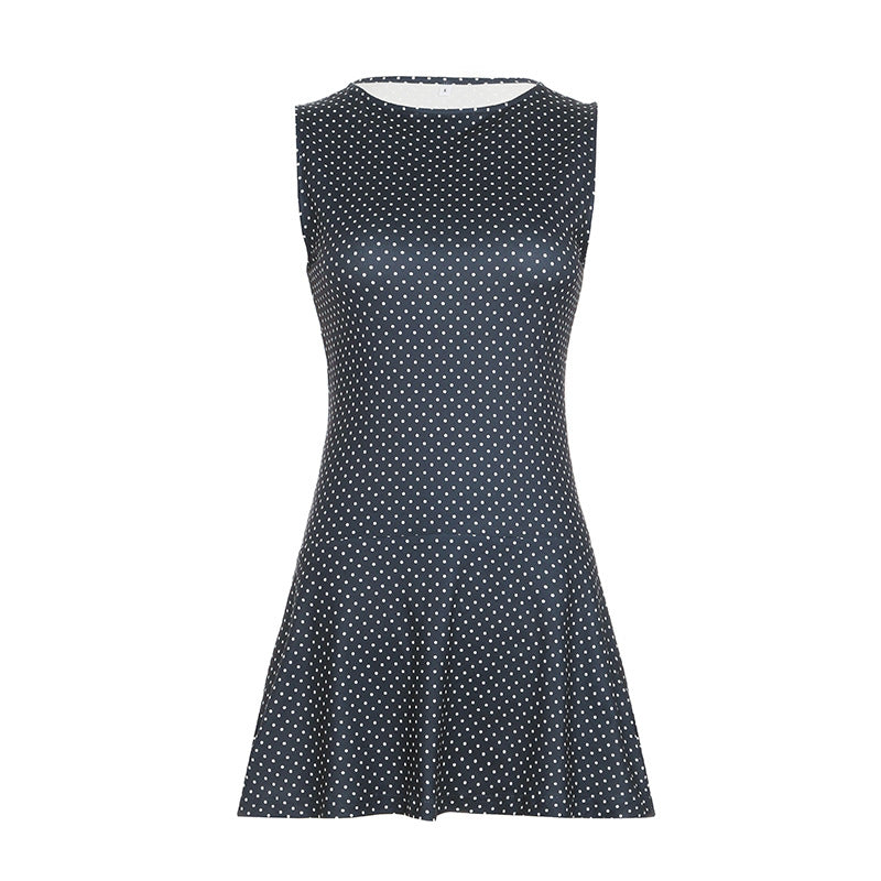 Zendea Women's Polka Dot Slim Fit Mini Dress Sleeveless Polyester Dress
