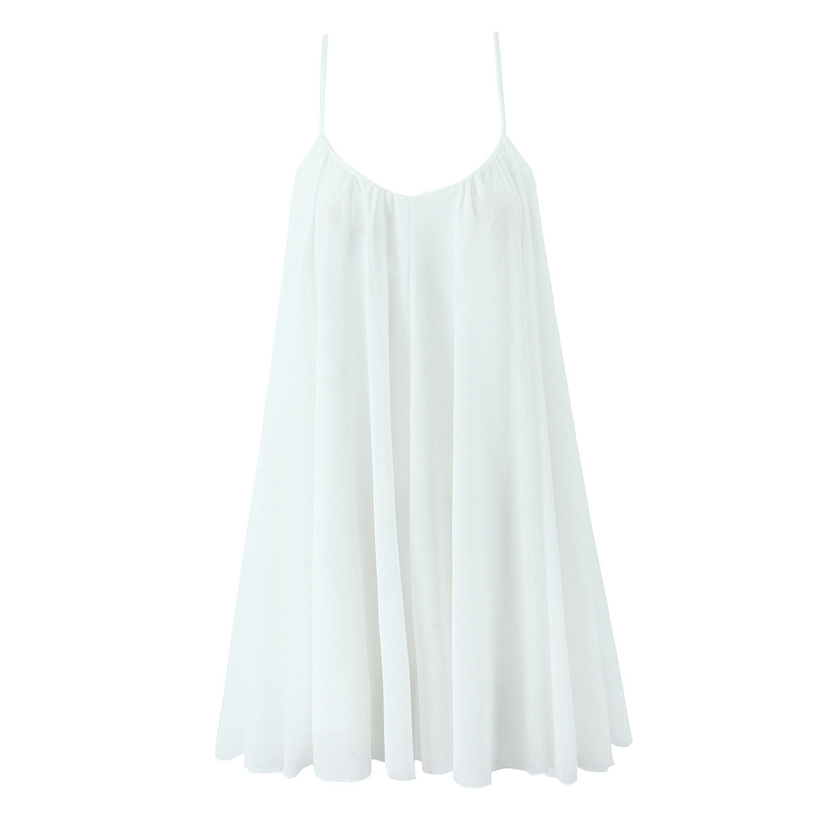 Zendea Women's Spaghetti Strap A-Line Mini Dress Polyester Sleeveless Casual Dress