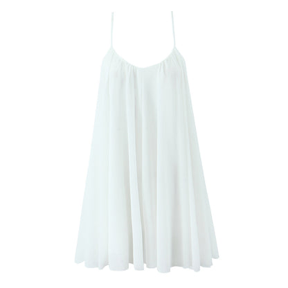 Zendea Women's Spaghetti Strap A-Line Mini Dress Polyester Sleeveless Casual Dress
